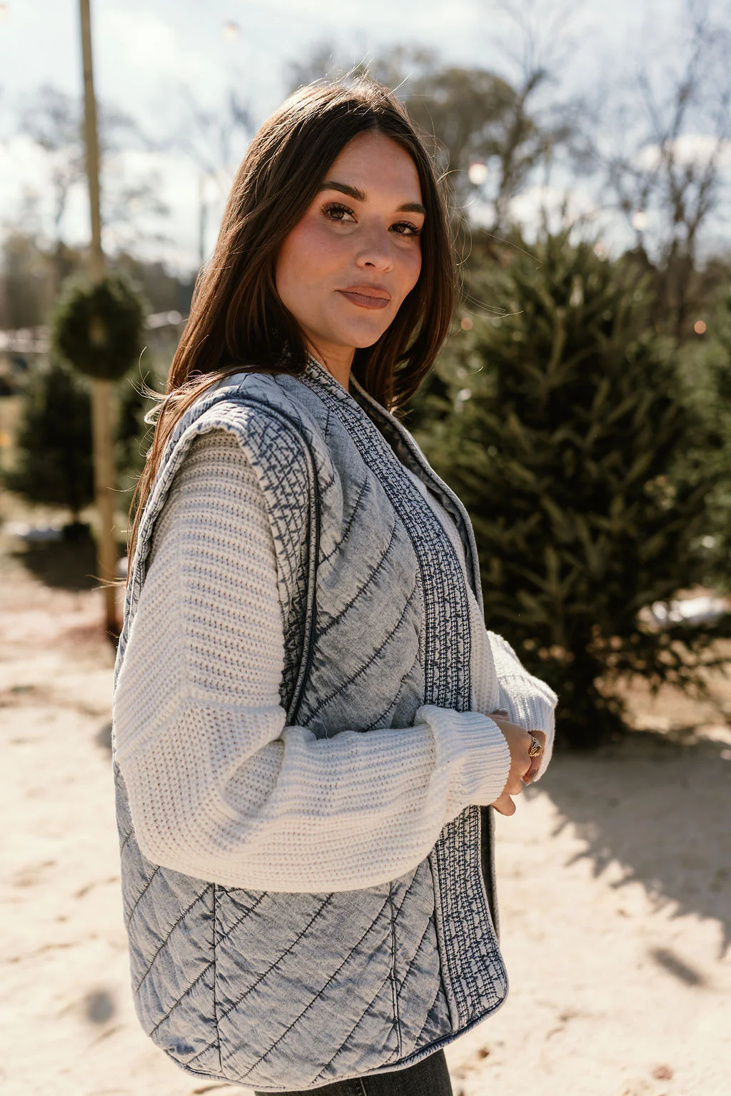 Jenny Washed Denim Quilted Vest - Image 6