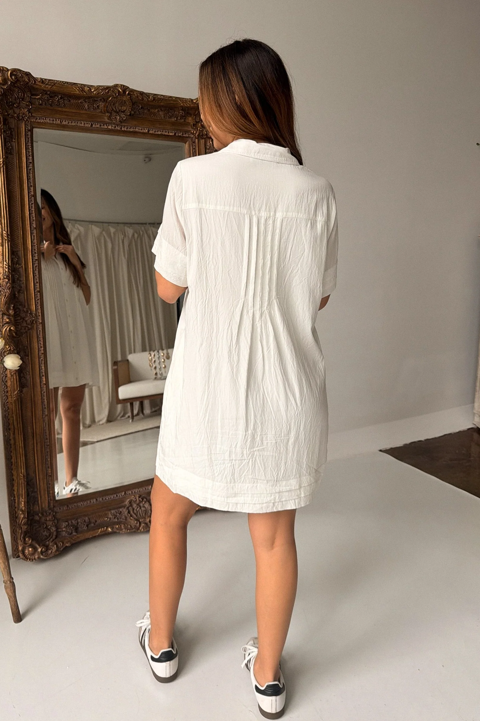 Jenny White Pleated Button-Up Mini Dress - Image 5