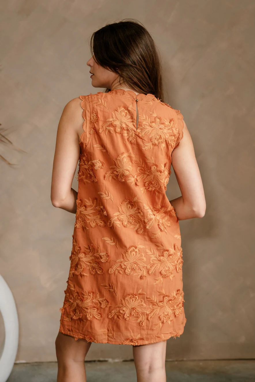 Jessa Light Brown 3D Floral Mini Dress - Image 5