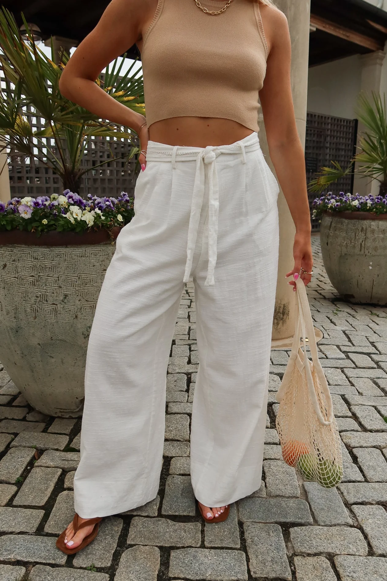 Jessa White Wide Leg Pants - Image 2