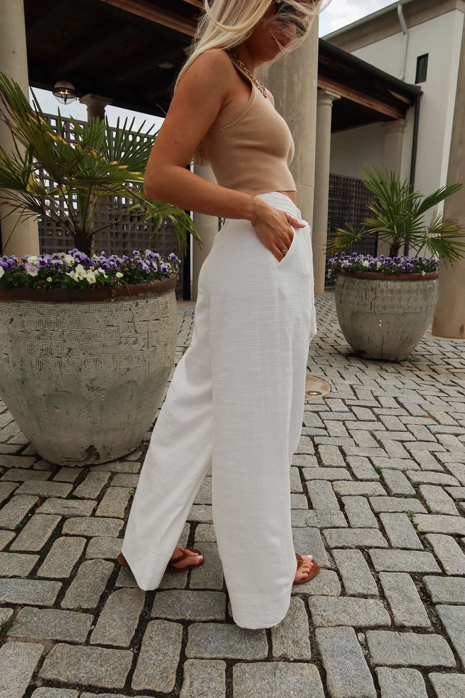 Jessa White Wide Leg Pants - Image 7