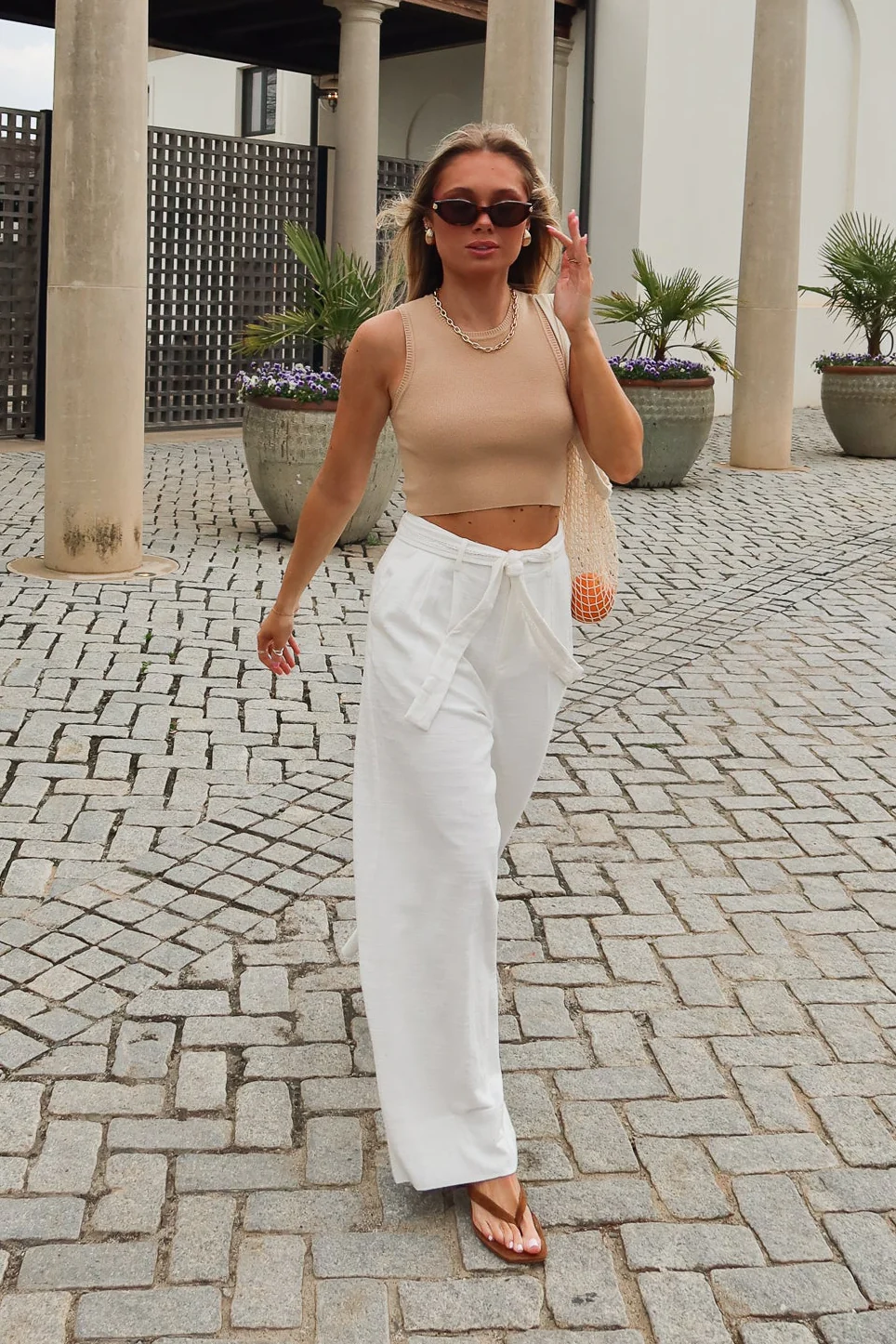 Jessa White Wide Leg Pants - Image 9