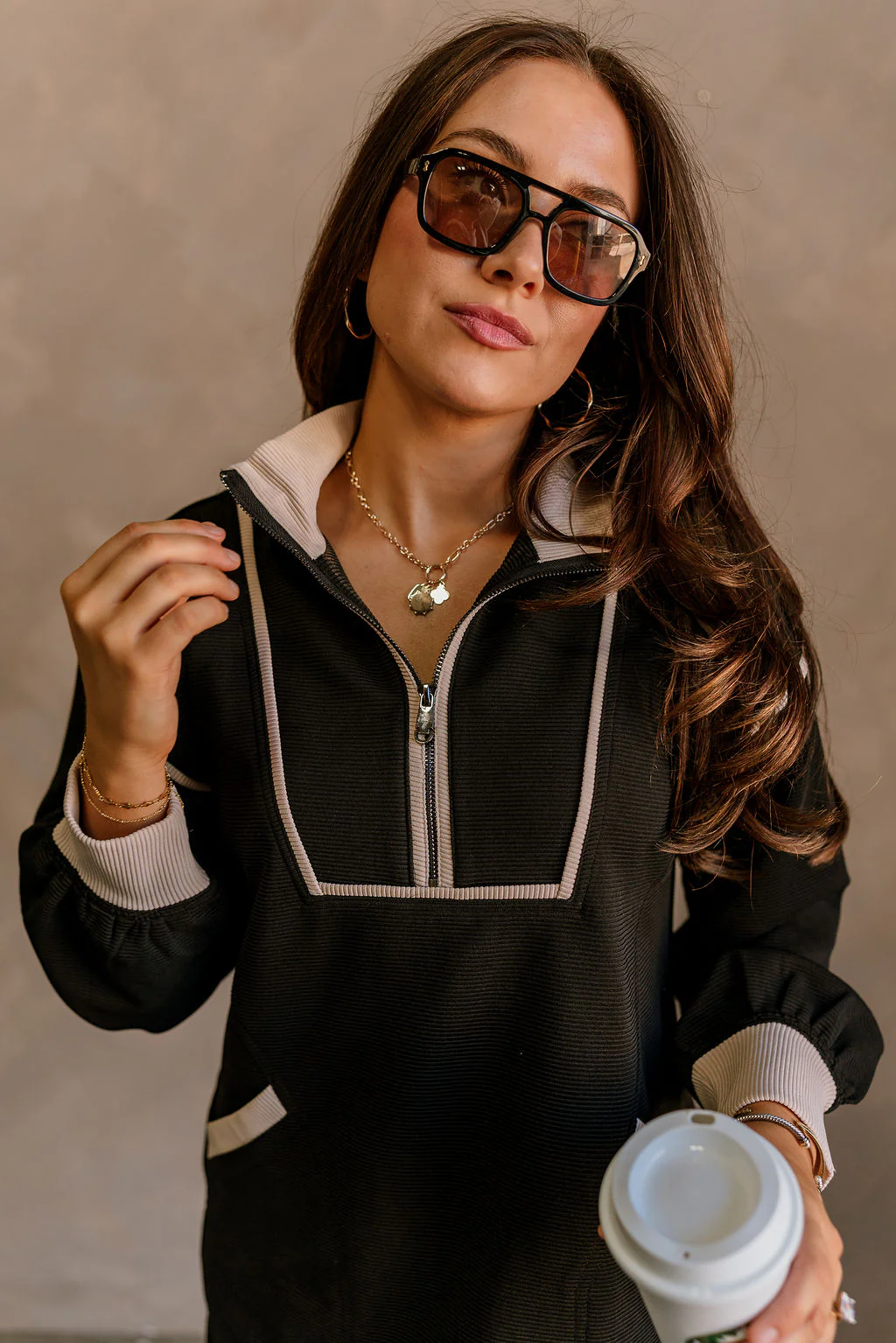 Jesse Black & Tan Quarter-Zip Dress - Image 3