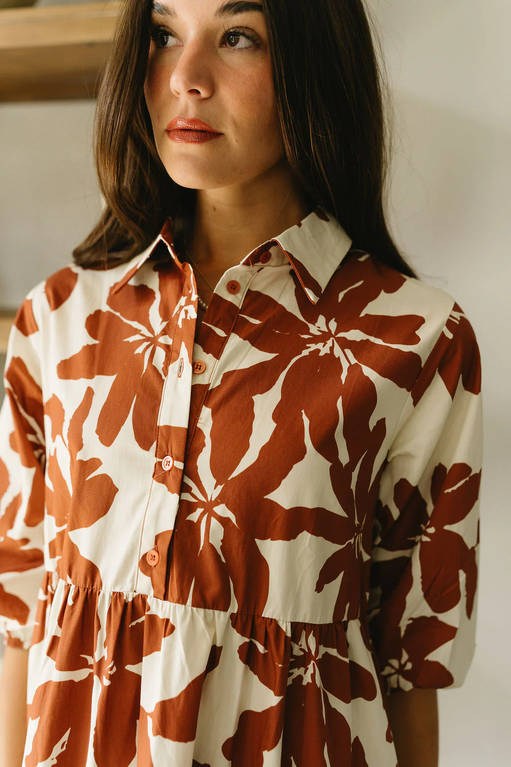 Jessica Brown & Cream Floral Midi Dress - Image 3