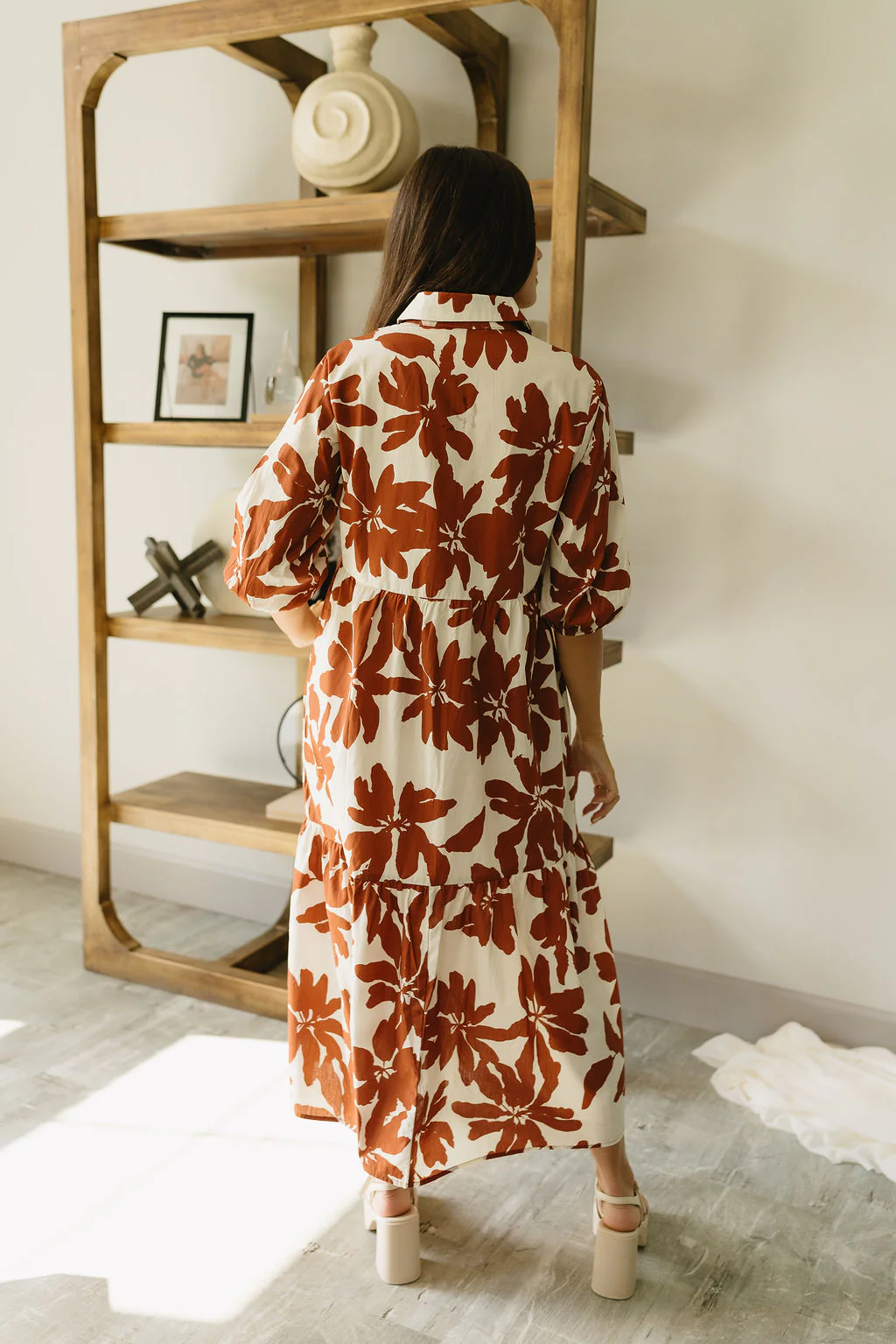 Jessica Brown & Cream Floral Midi Dress - Image 7