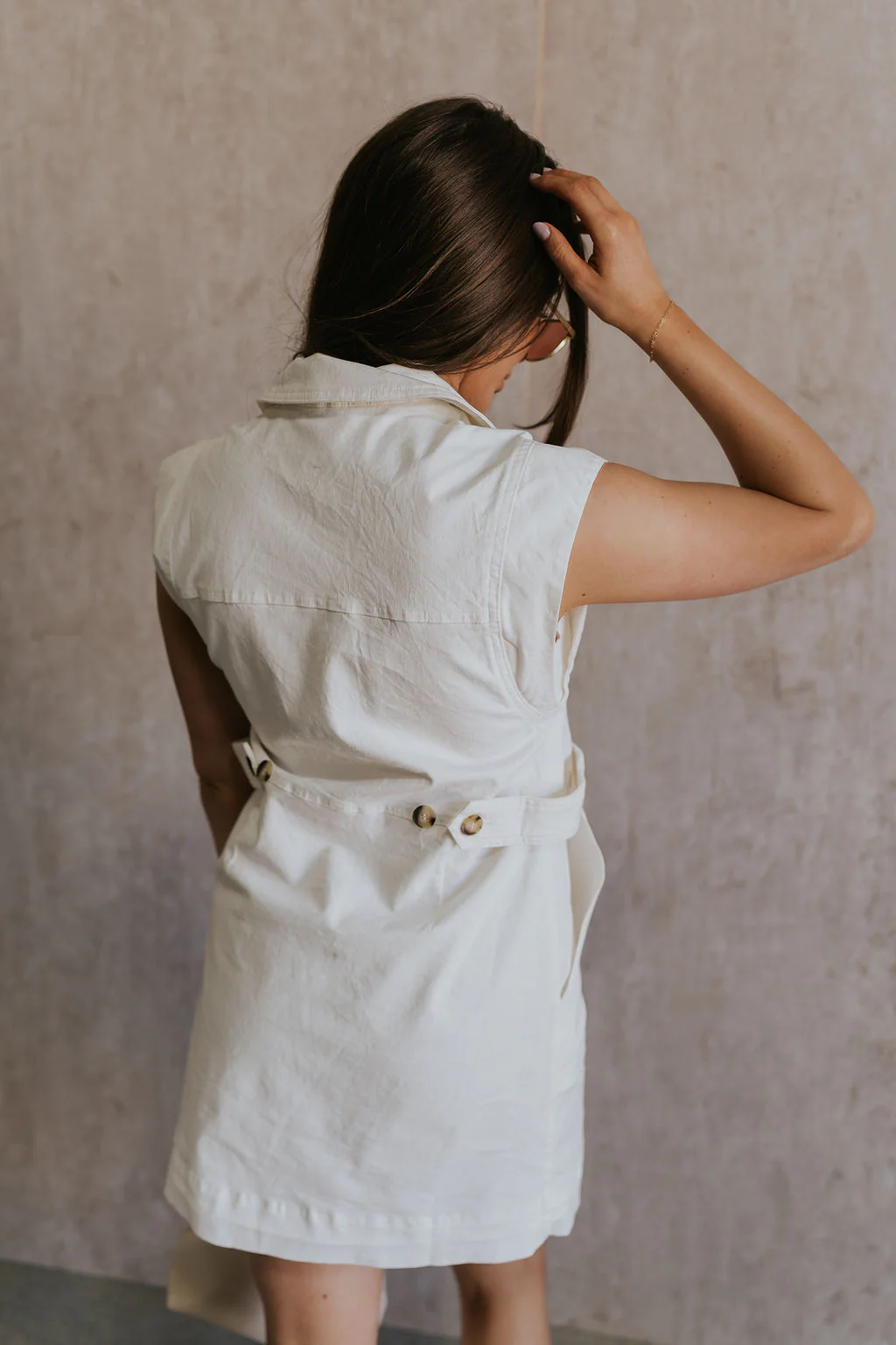 Jessica Off White Tortoise Button-Up Mini Dress - Image 4