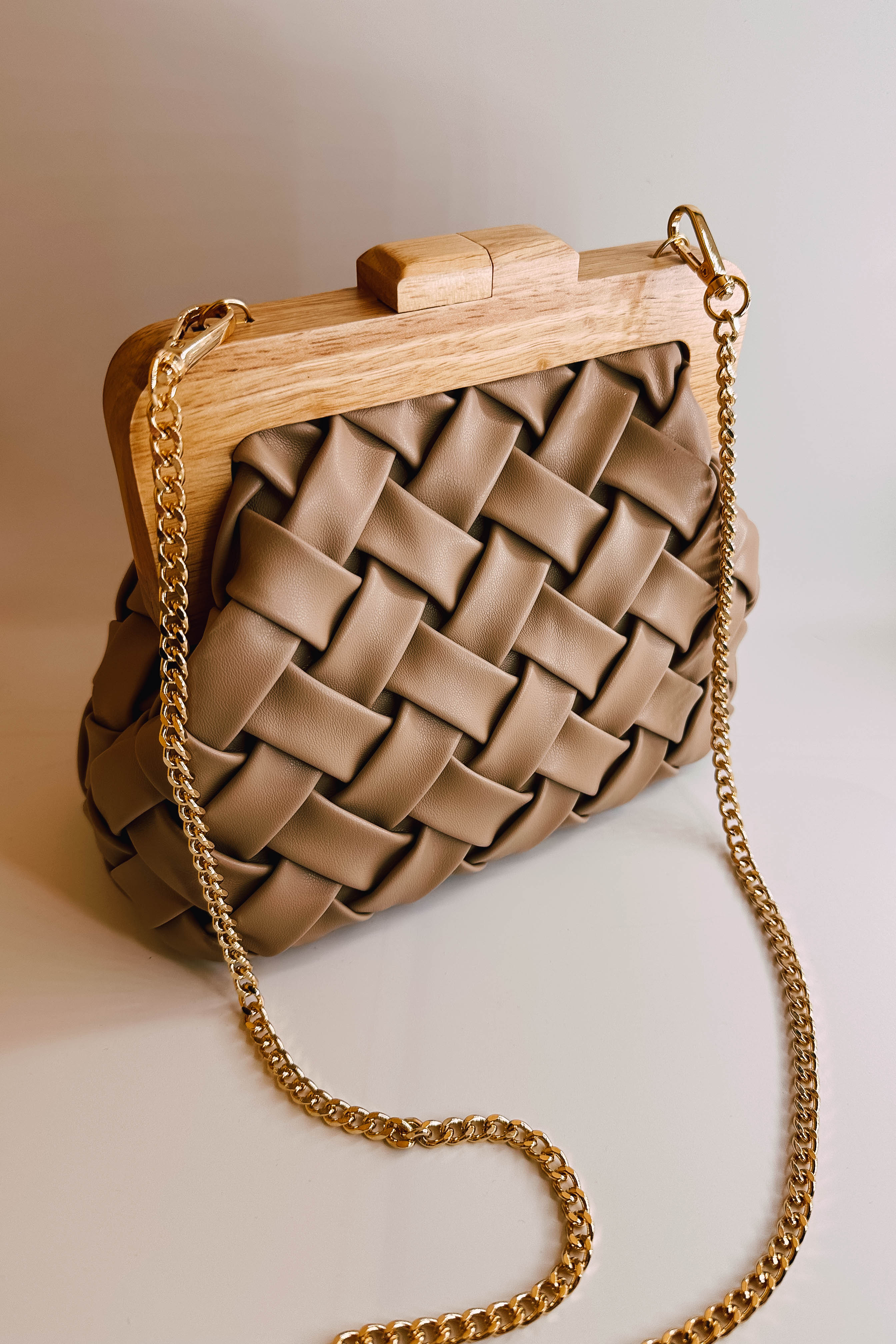 Jessica Taupe Woven Clutch