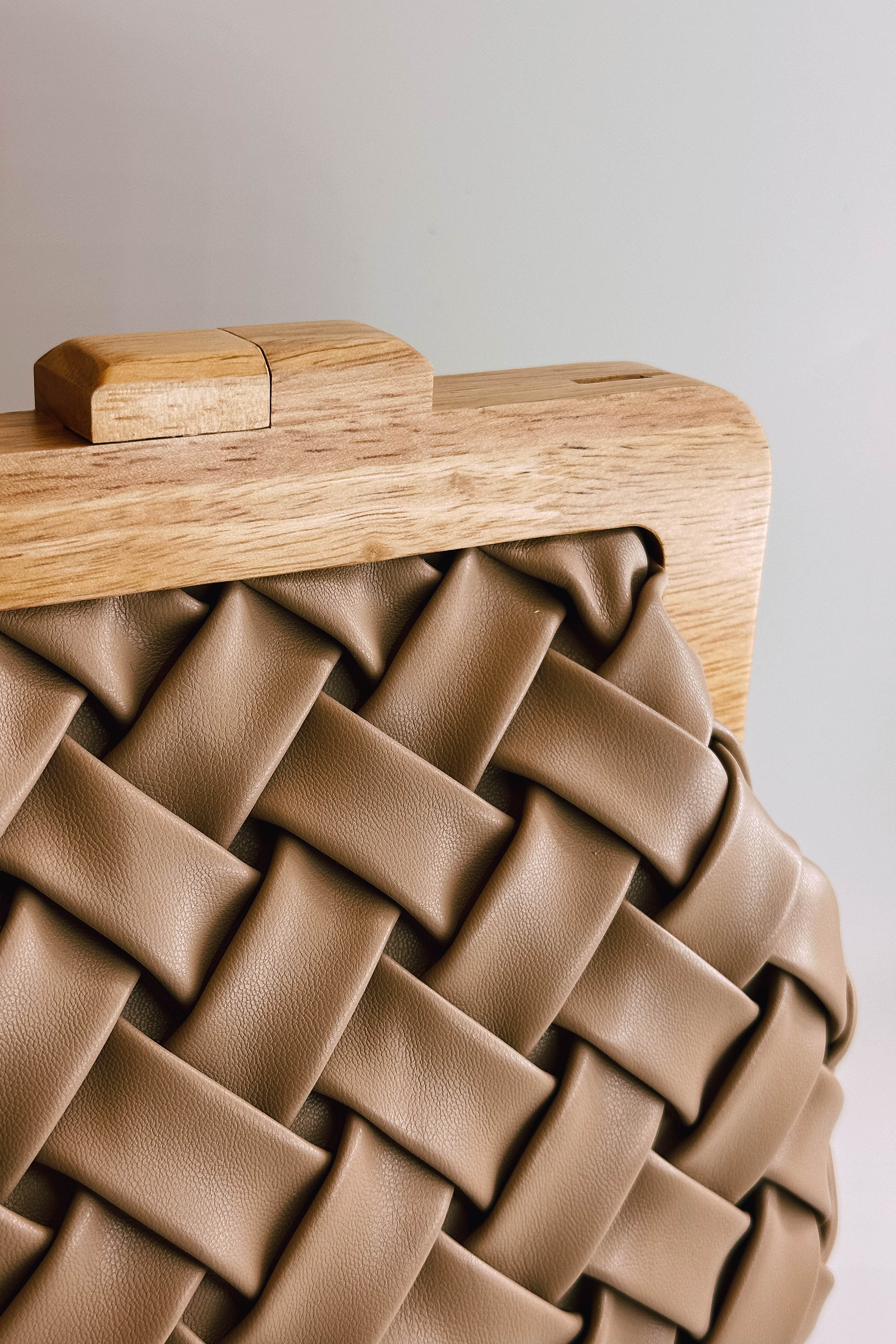 Jessica Taupe Woven Clutch - Image 4