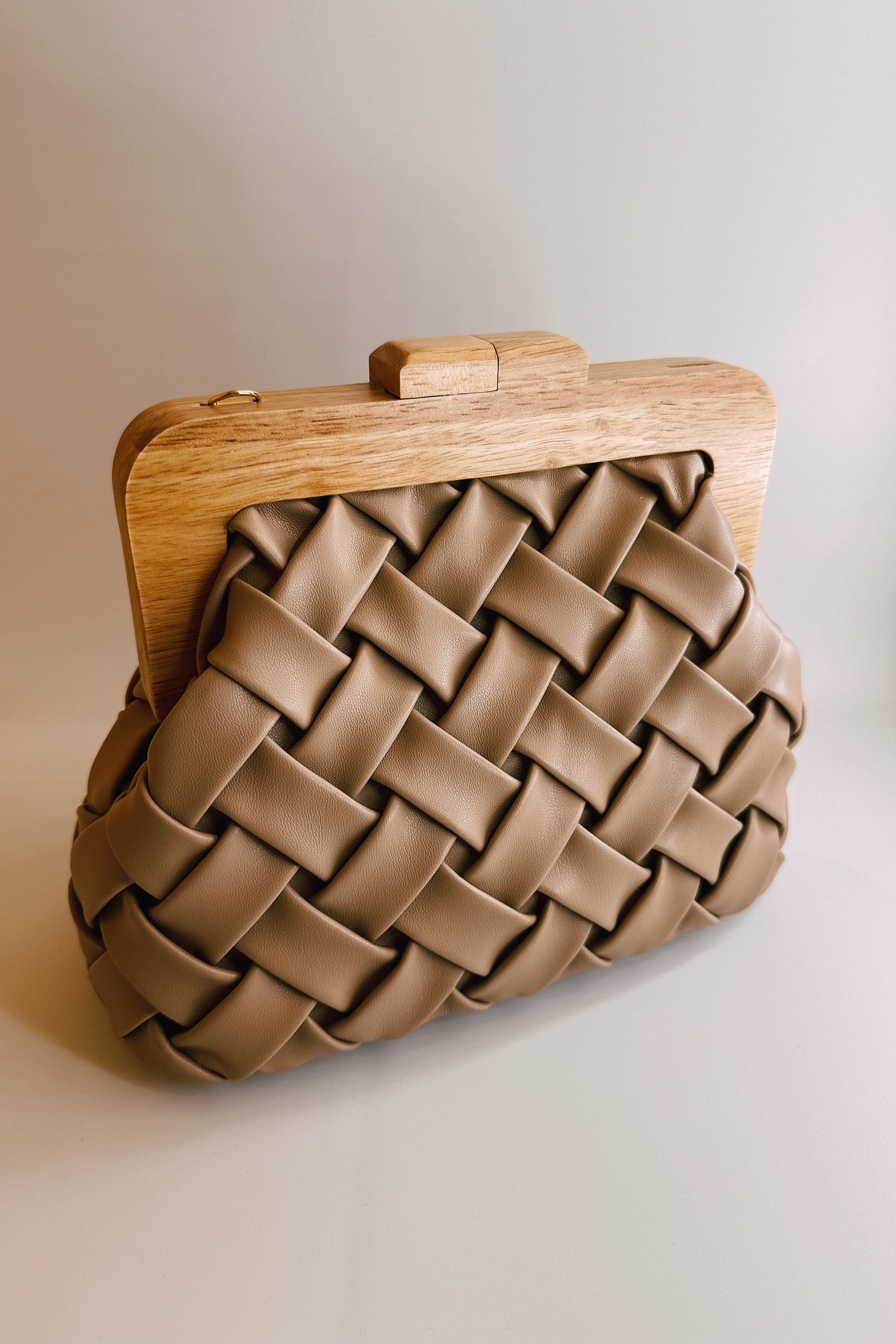 Jessica Taupe Woven Clutch - Image 5