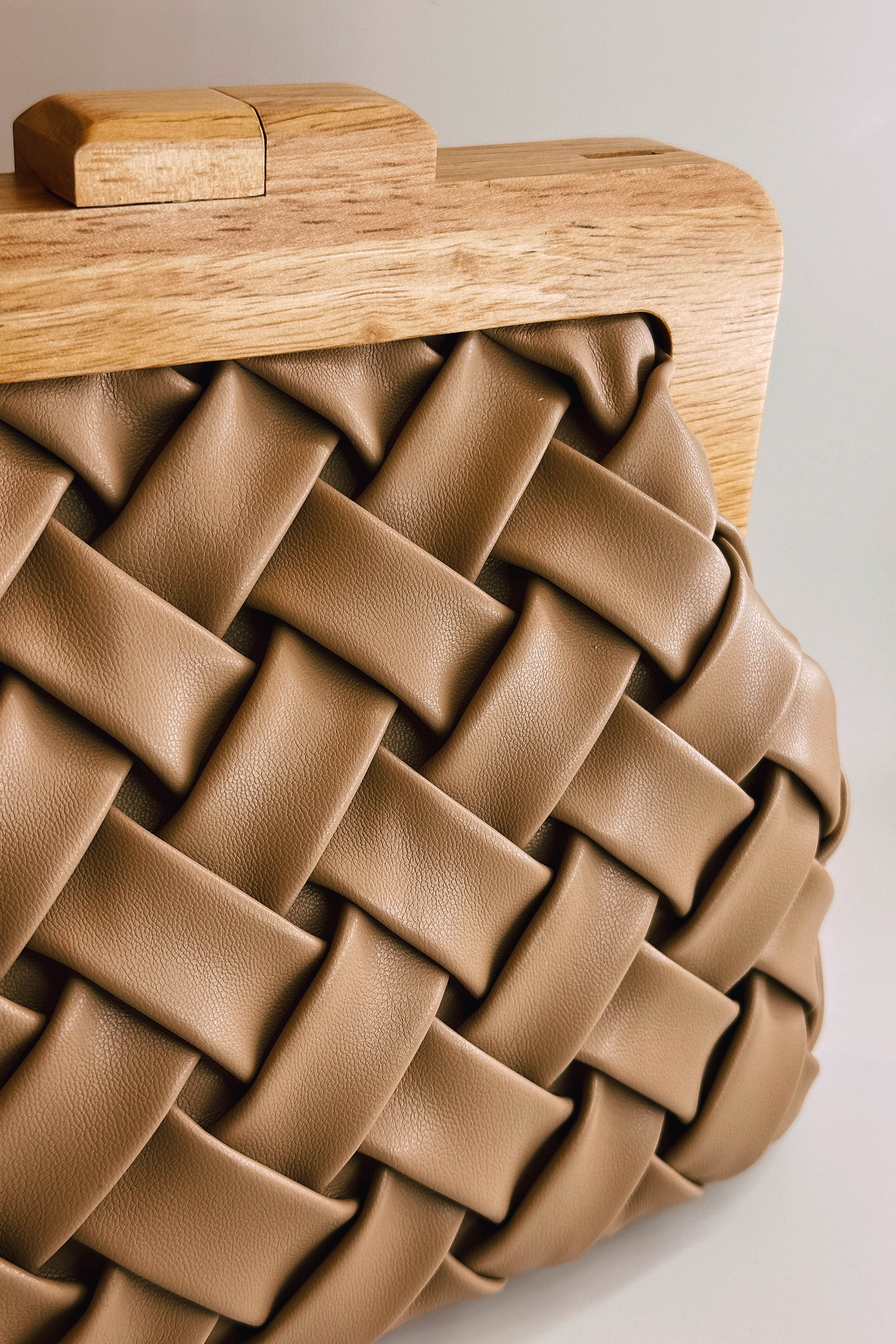 Jessica Taupe Woven Clutch - Image 6