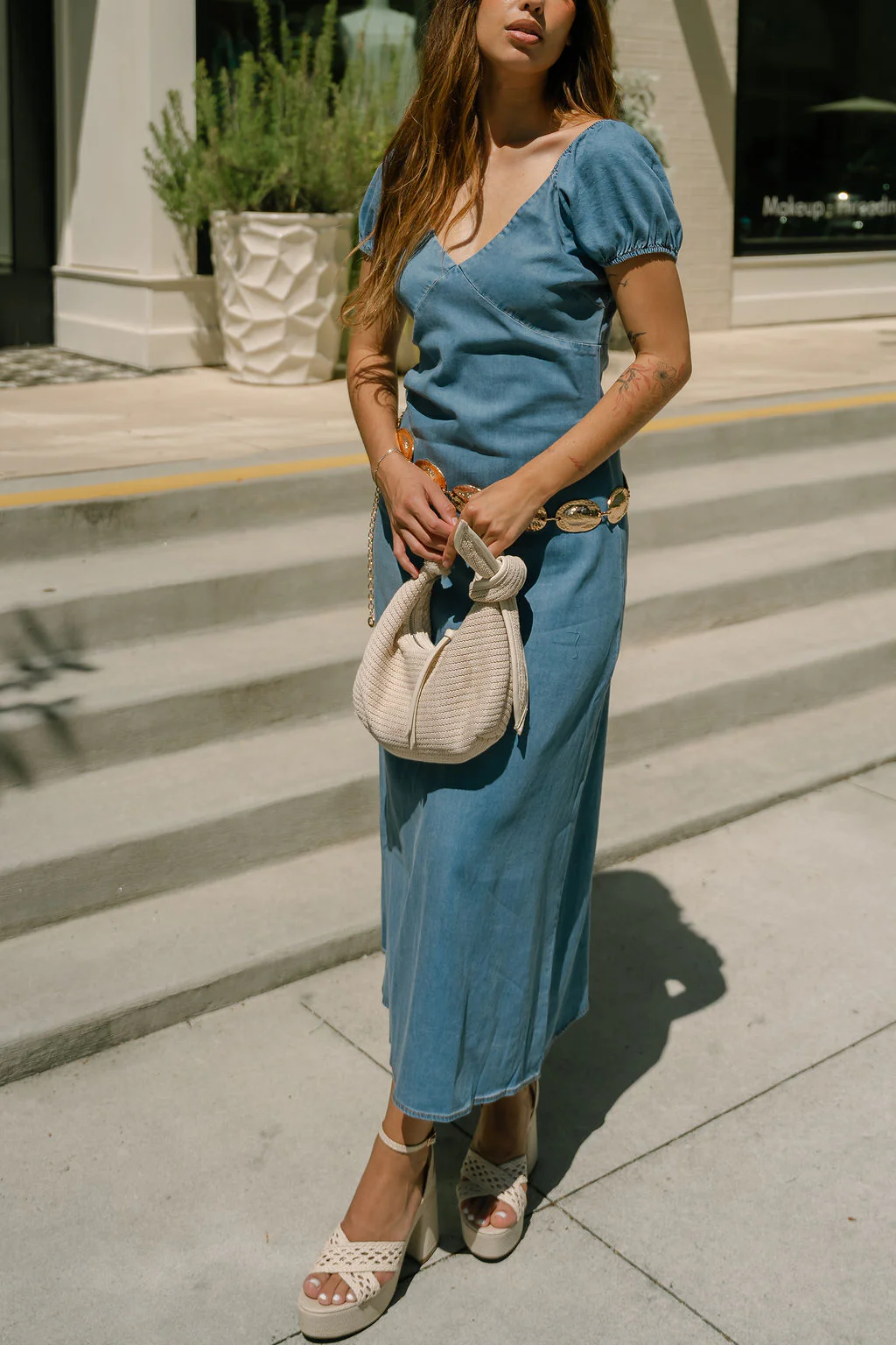 Jessie Denim Puff Sleeve Maxi Dress - Image 10