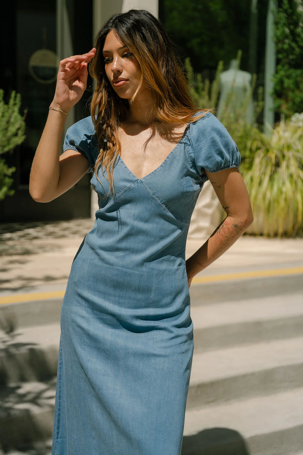 Jessie Denim Puff Sleeve Maxi Dress - Image 3