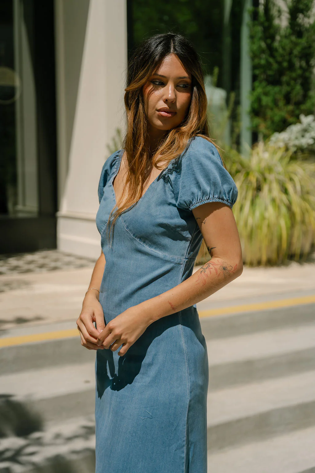 Jessie Denim Puff Sleeve Maxi Dress - Image 4