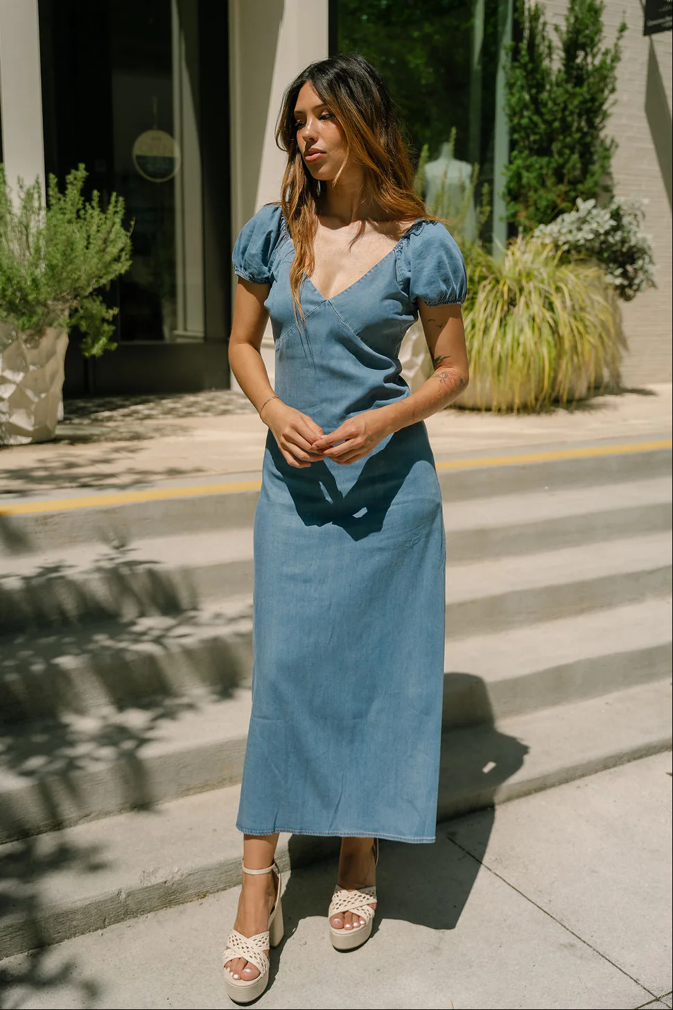 Jessie Denim Puff Sleeve Maxi Dress - Image 6