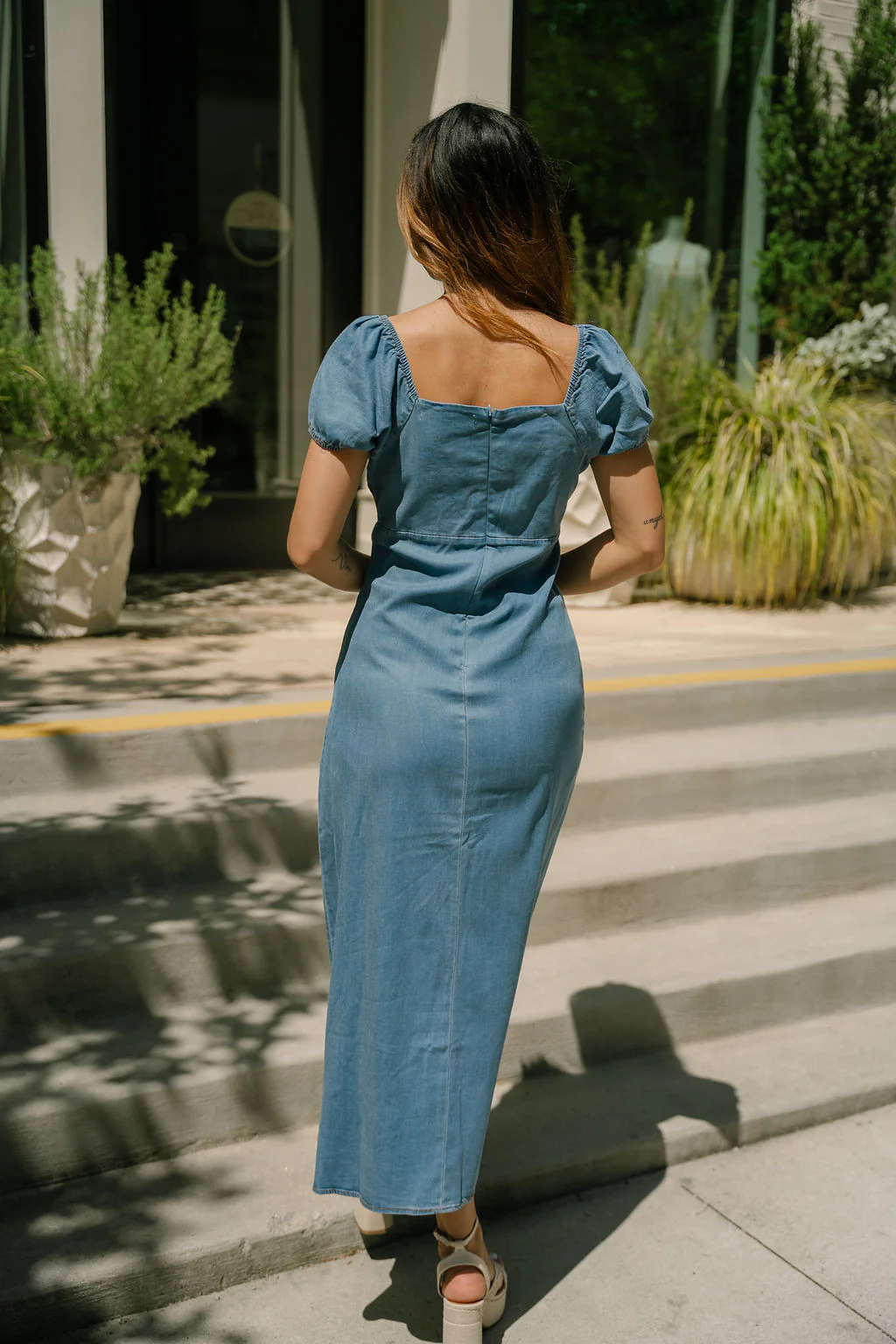 Jessie Denim Puff Sleeve Maxi Dress - Image 8