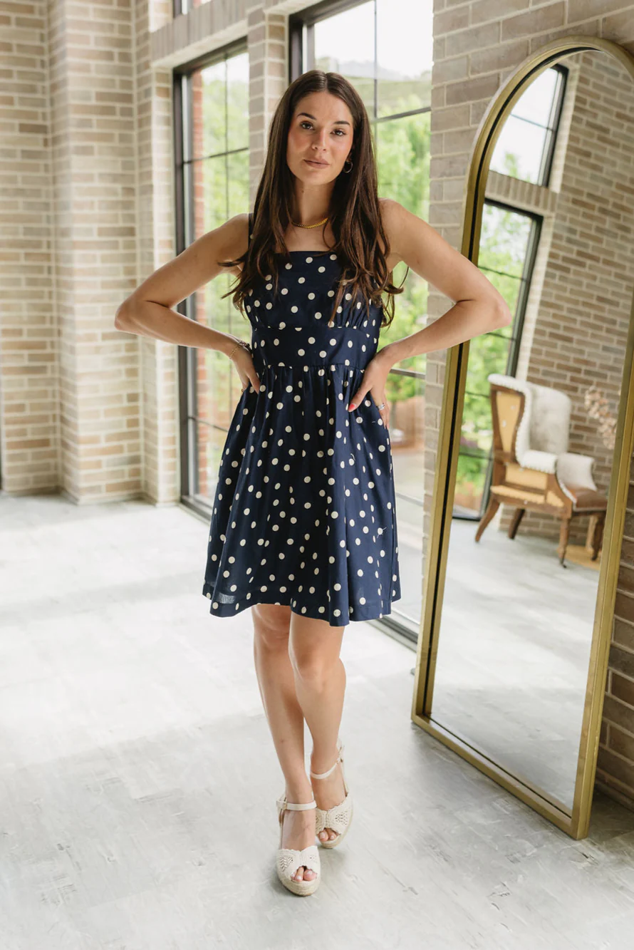 Jessie Navy & Cream Polka Dot Mini Dress
