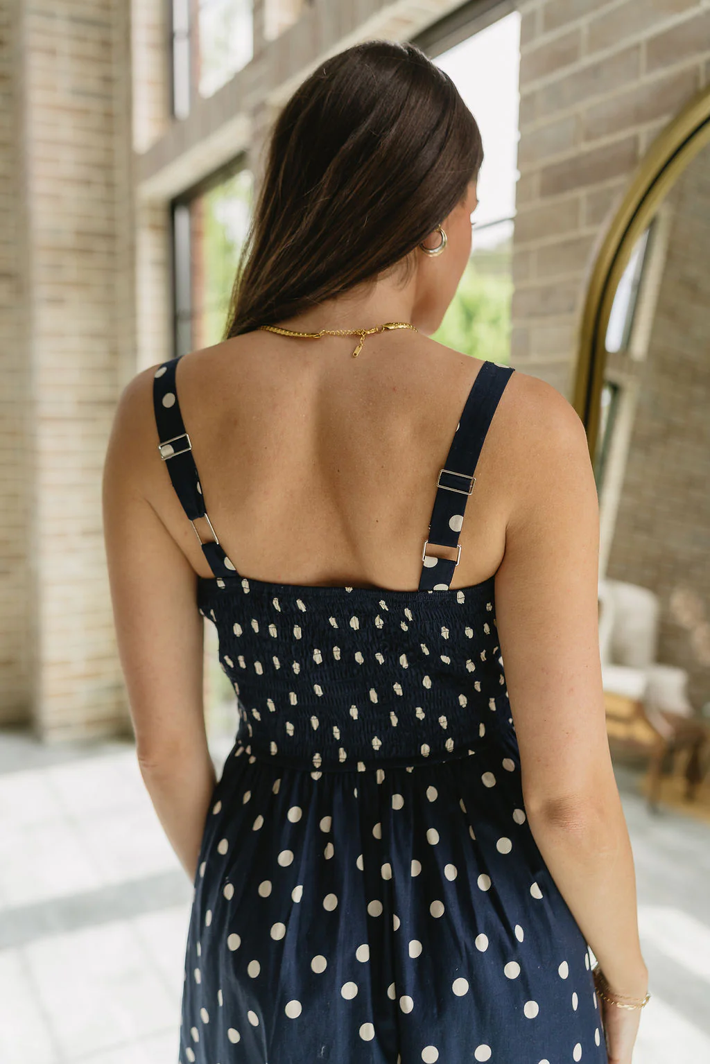 Jessie Navy & Cream Polka Dot Mini Dress - Image 8