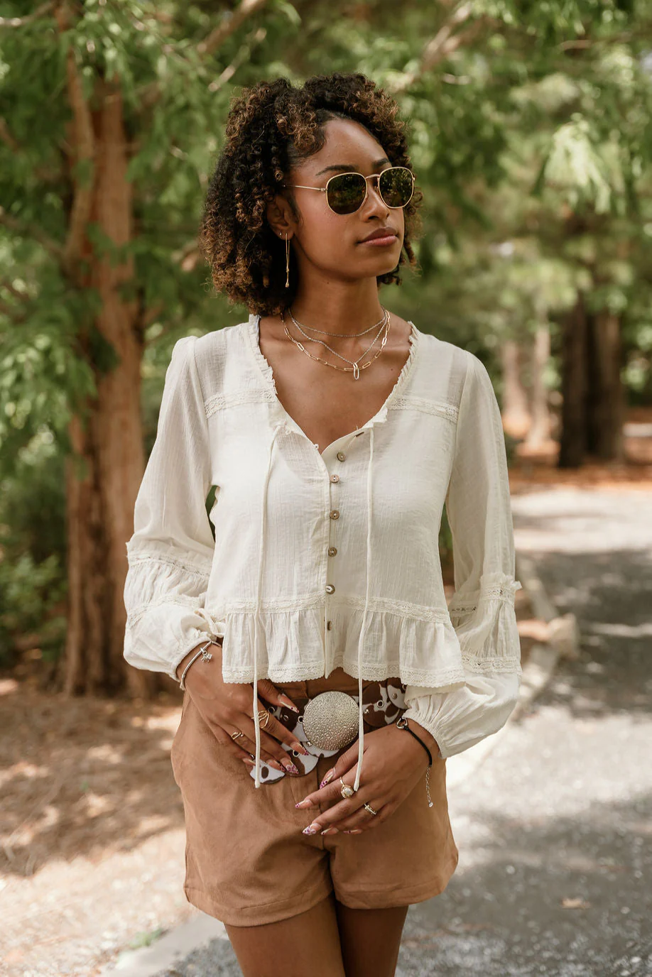 Joan Cream Ruffle Long Sleeve Top