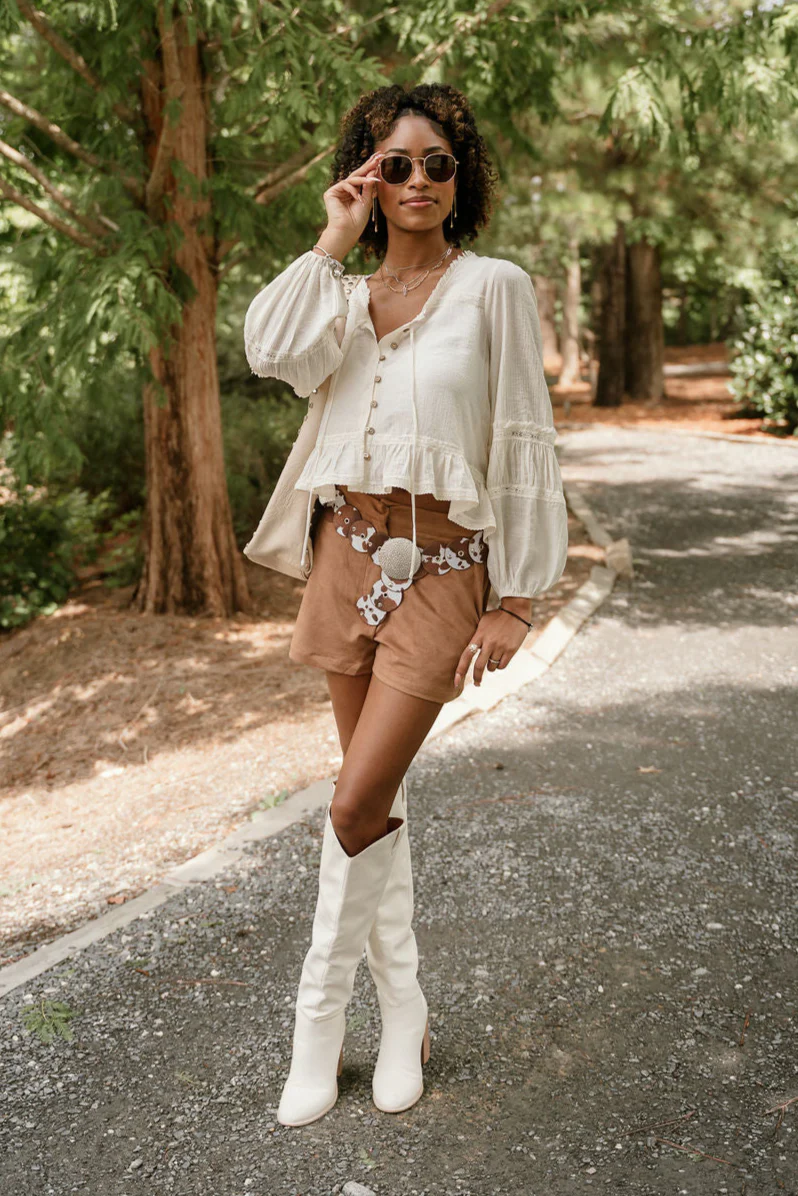 Joan Cream Ruffle Long Sleeve Top - Image 4