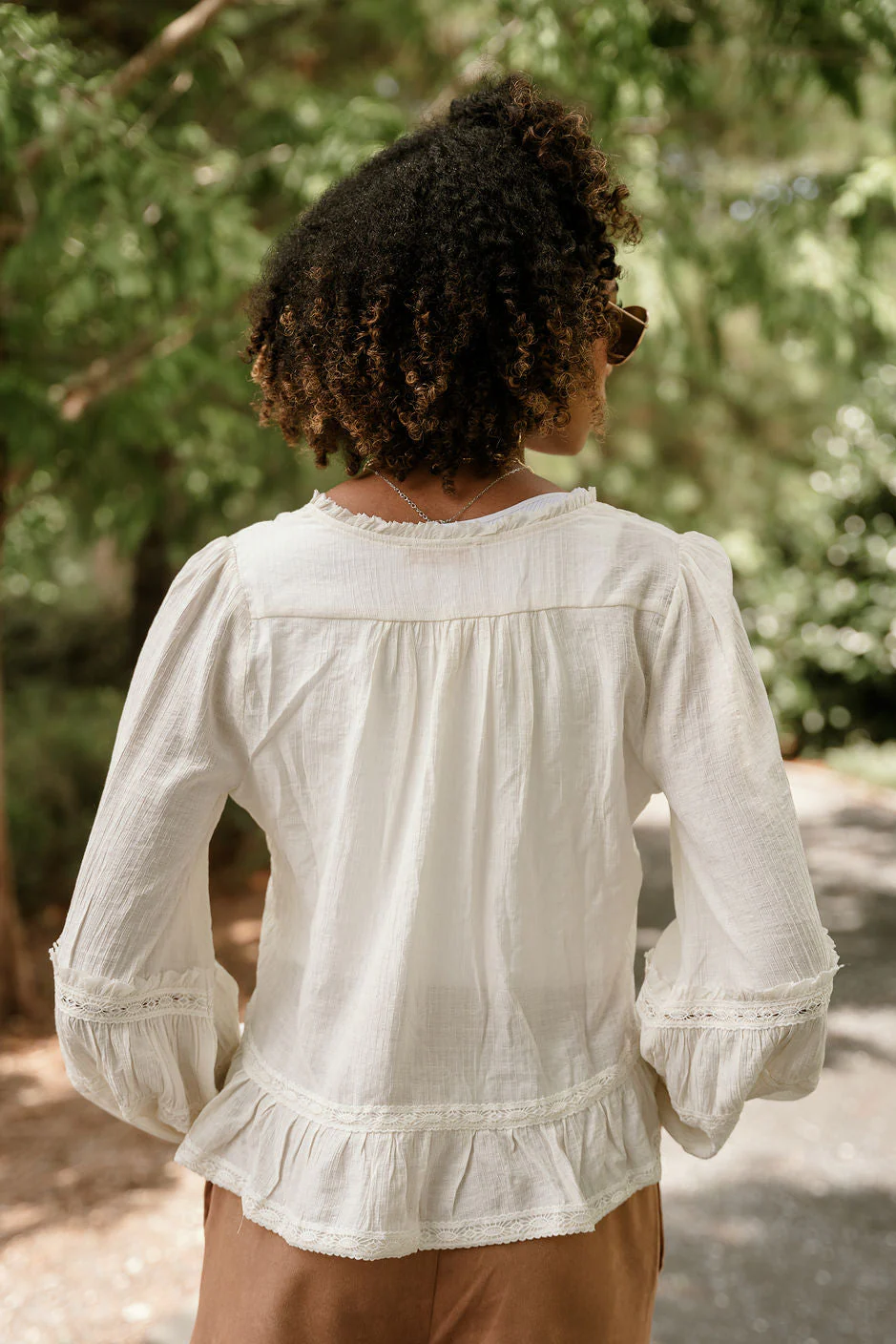 Joan Cream Ruffle Long Sleeve Top - Image 7