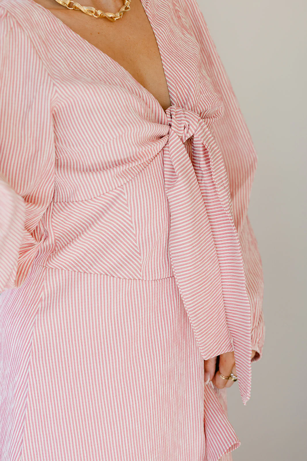 Joanie Cream & Red Striped Mini Dress - Image 5