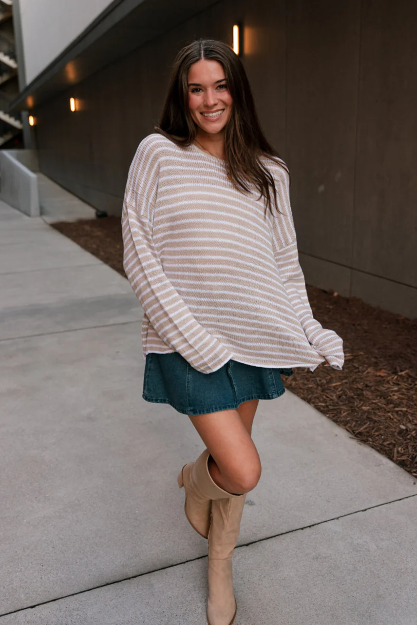 Jocelyn Beige & Ivory Stripe Sweater