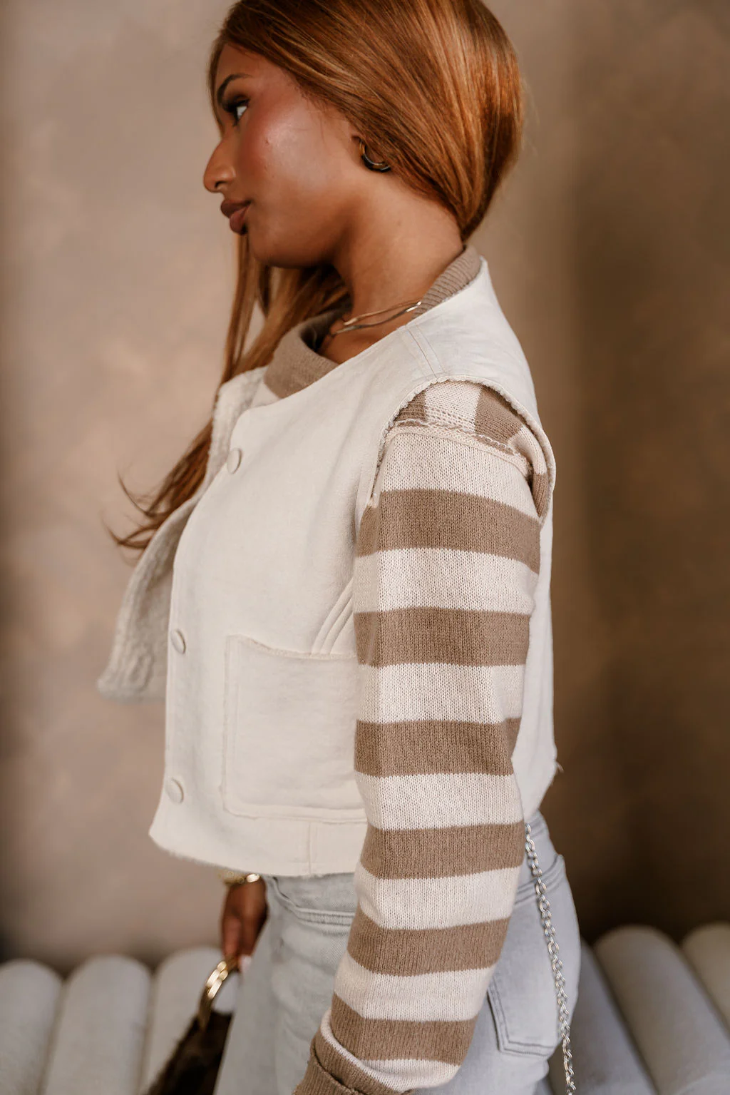 Jocelyn Beige Suede & Shearling Vest - Image 5