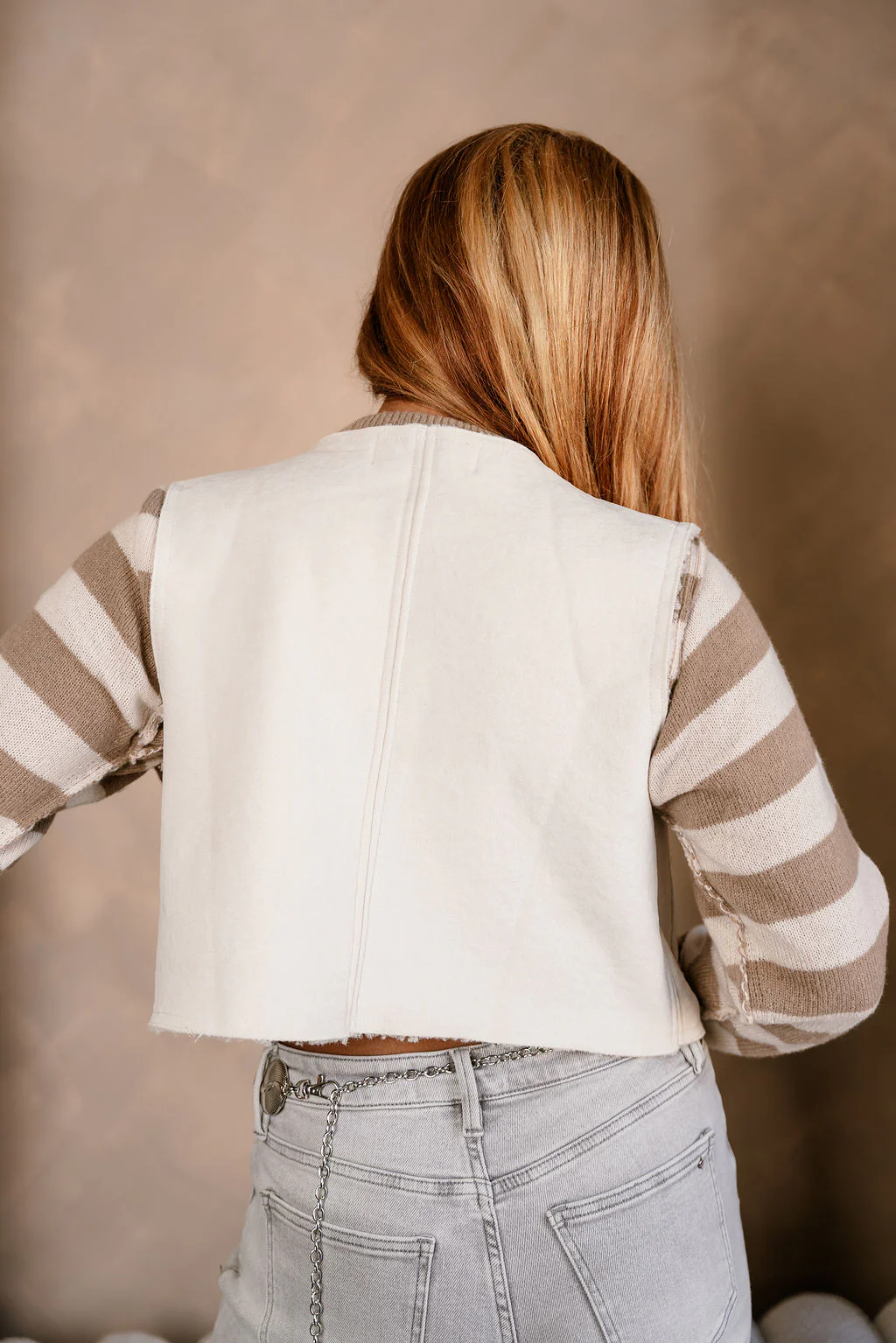 Jocelyn Beige Suede & Shearling Vest - Image 6
