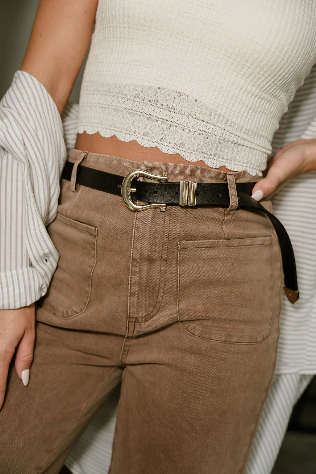 Jocelyn Black & Gold Faux Leather Belt - Image 2