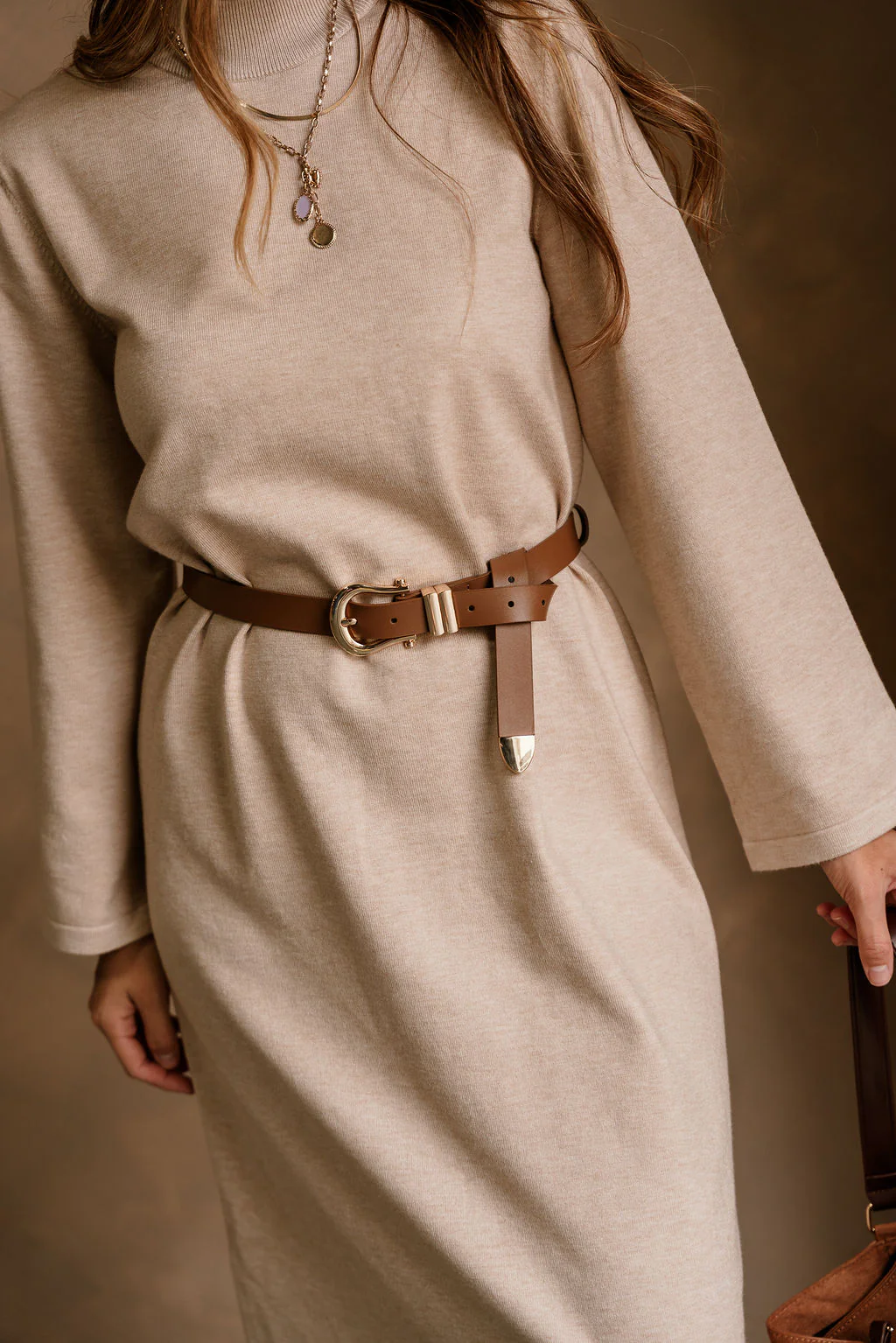 Jocelyn Brown & Gold Faux Leather Belt
