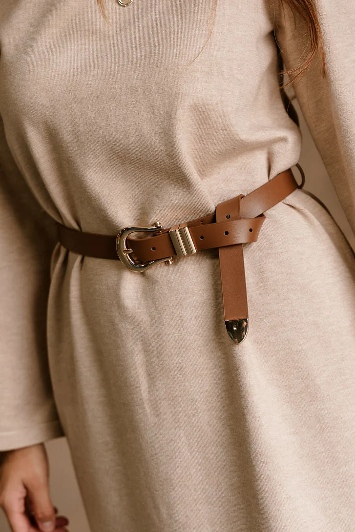 Jocelyn Brown & Gold Faux Leather Belt - Image 2