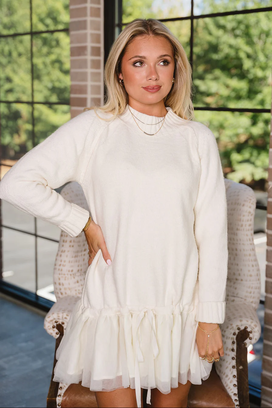 Jodi Cream Drop Waist Mini Dress - Image 5