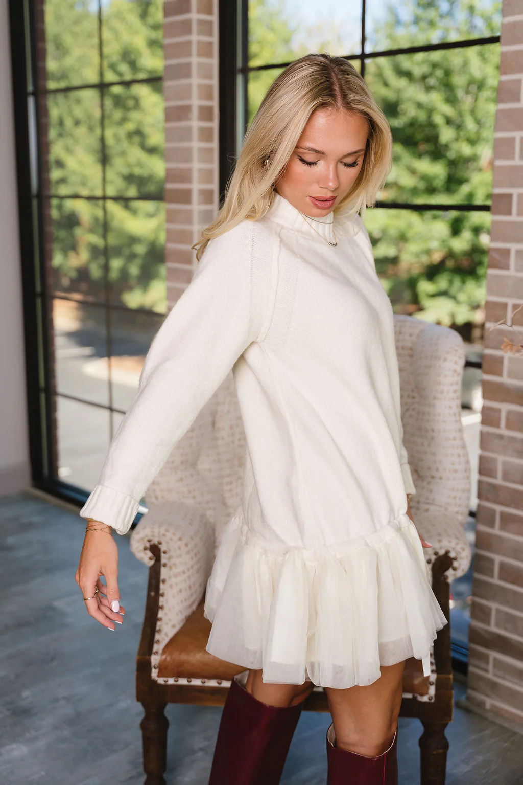 Jodi Cream Drop Waist Mini Dress - Image 6
