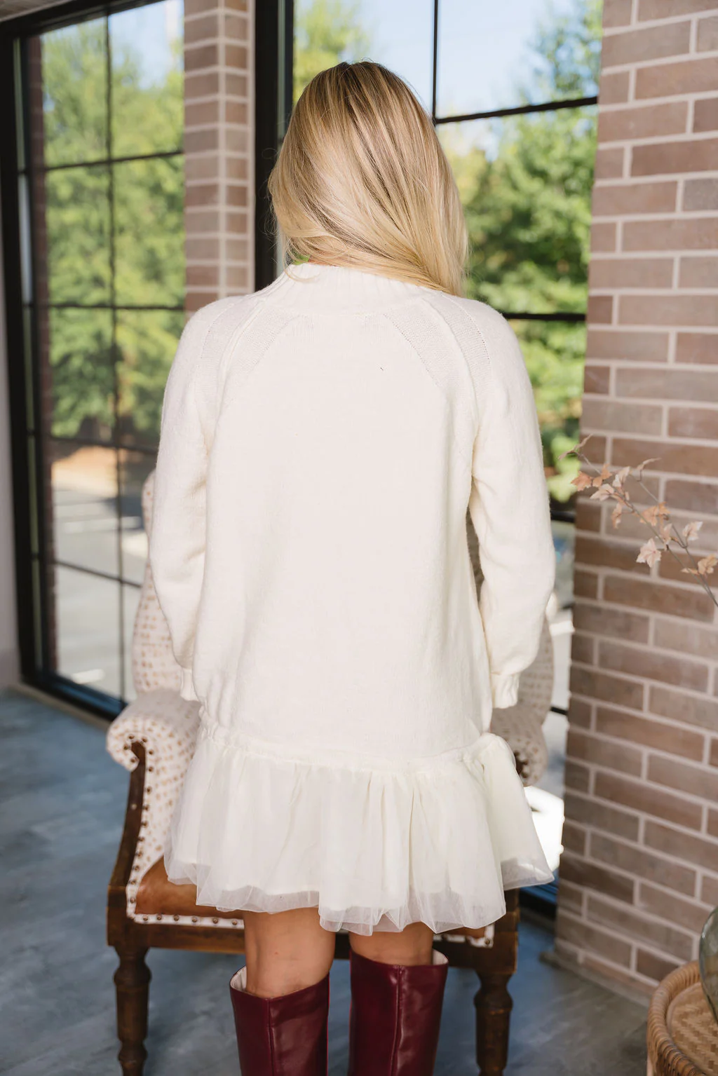 Jodi Cream Drop Waist Mini Dress - Image 8