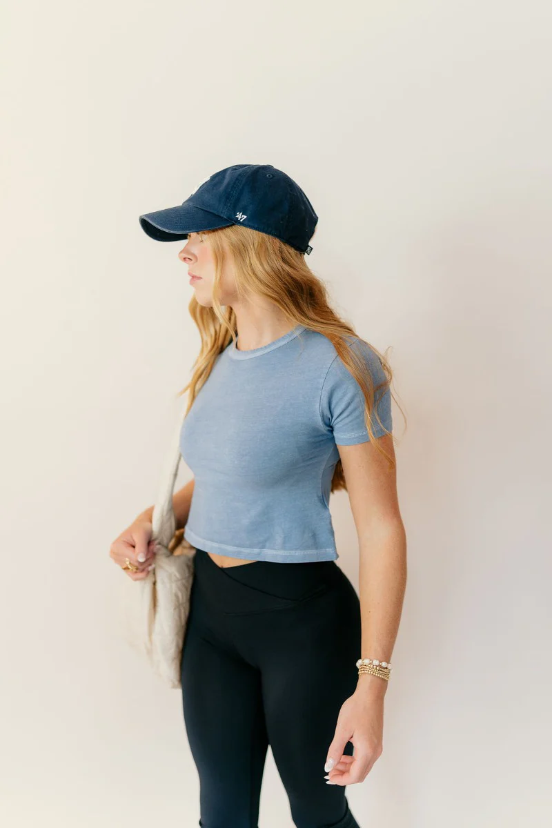 Jolie Blue Cropped Short Sleeve Top - Image 3