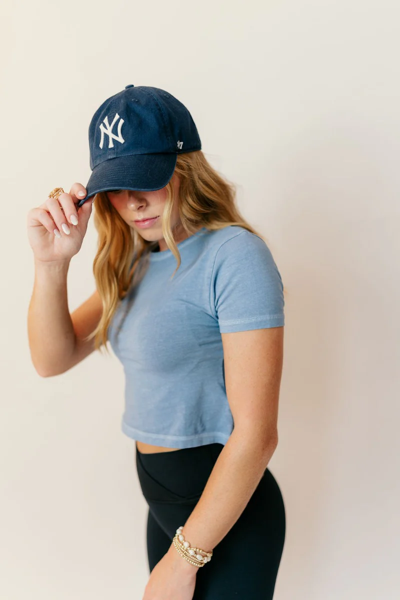 Jolie Blue Cropped Short Sleeve Top - Image 4