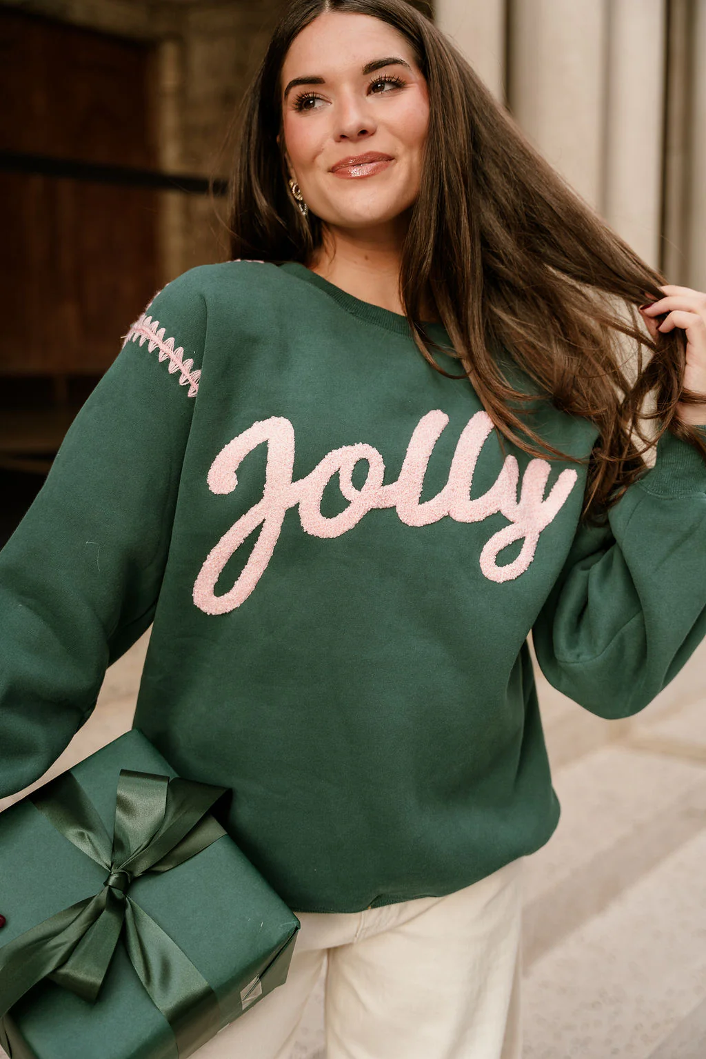 Jolly Green & Pink Pullover
