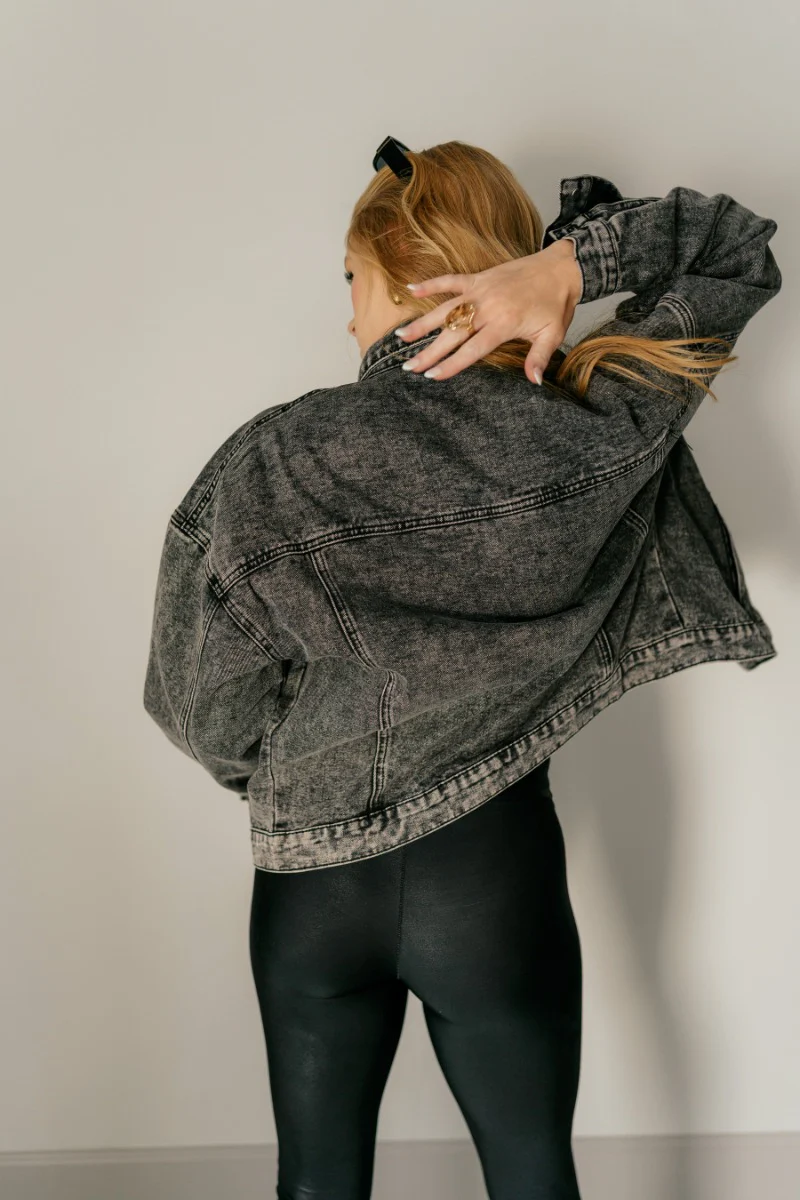 Joni Embellished Charcoal Denim Jacket - Image 5