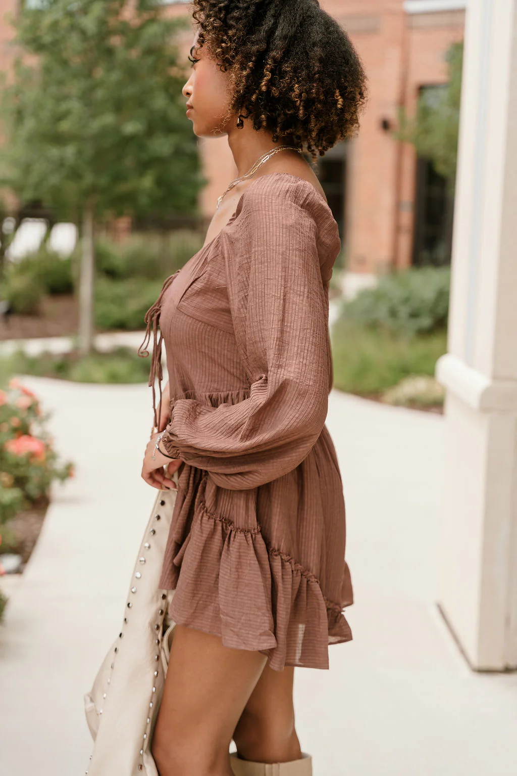 Jordan Mocha Brown Long Sleeve Romper - Image 7