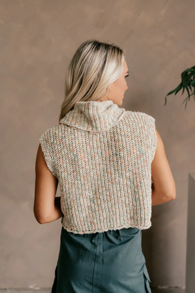 Jordyn Cream Multi Sleeveless Turtleneck Sweater - Image 5
