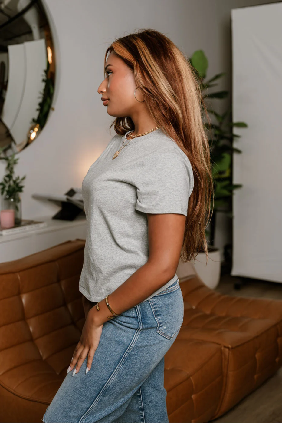 Jordyn Heather Grey Short Sleeve Top - Image 4