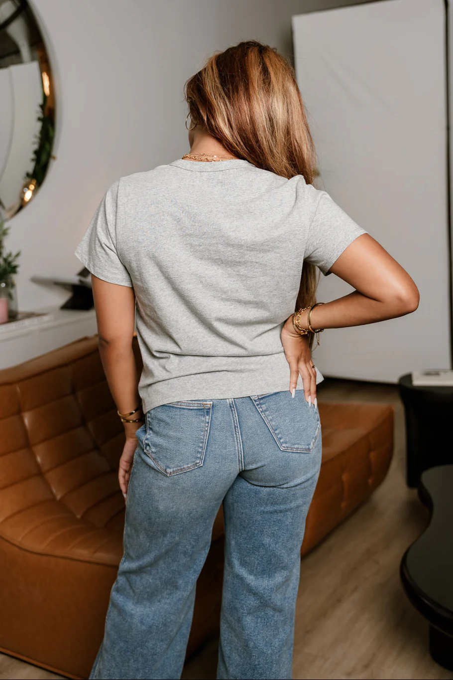 Jordyn Heather Grey Short Sleeve Top - Image 5