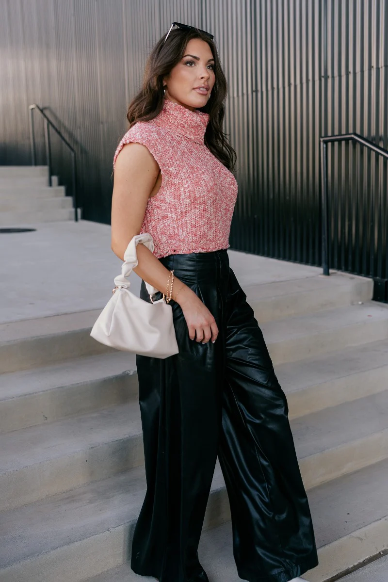 Jordyn Red & White Sleeveless Turtleneck Sweater - Image 5