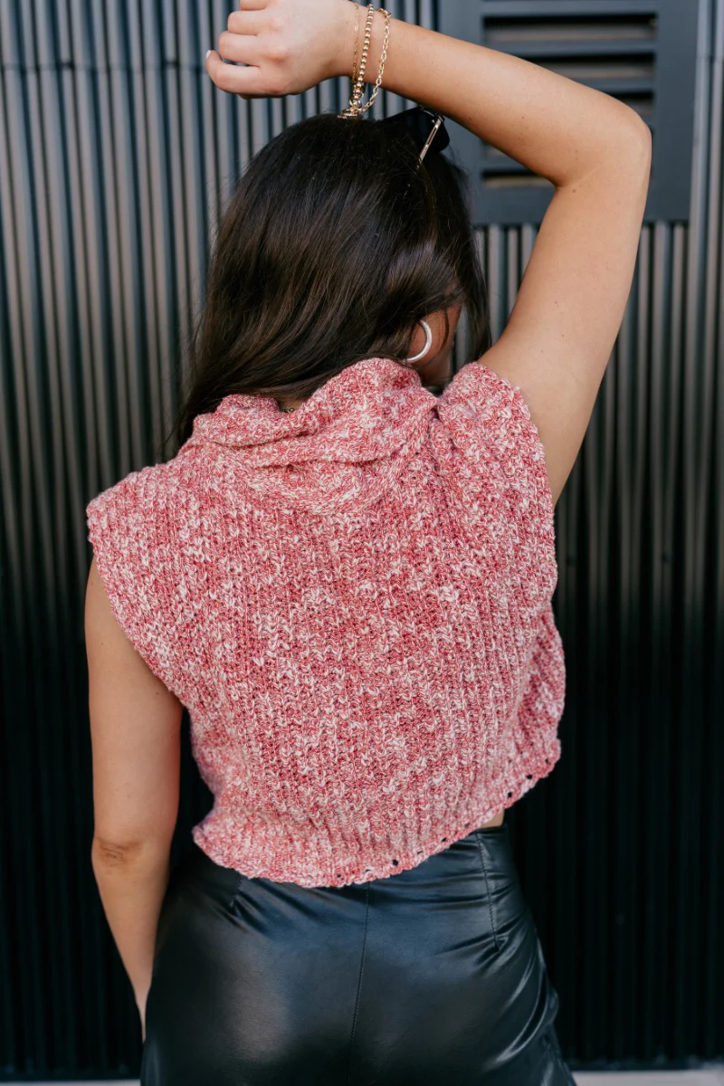 Jordyn Red & White Sleeveless Turtleneck Sweater - Image 7