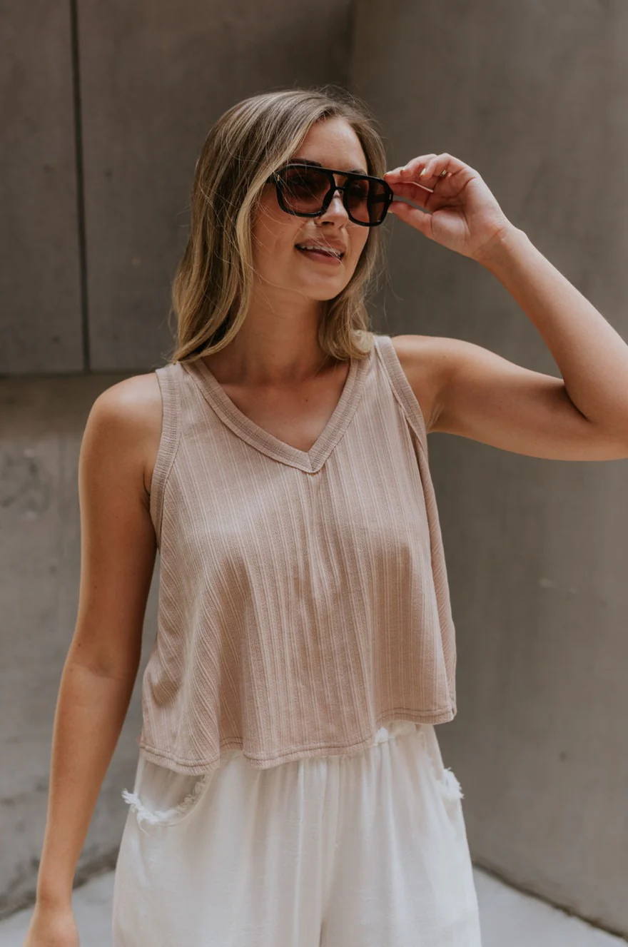 Jordyn Taupe Tank Top - Image 2