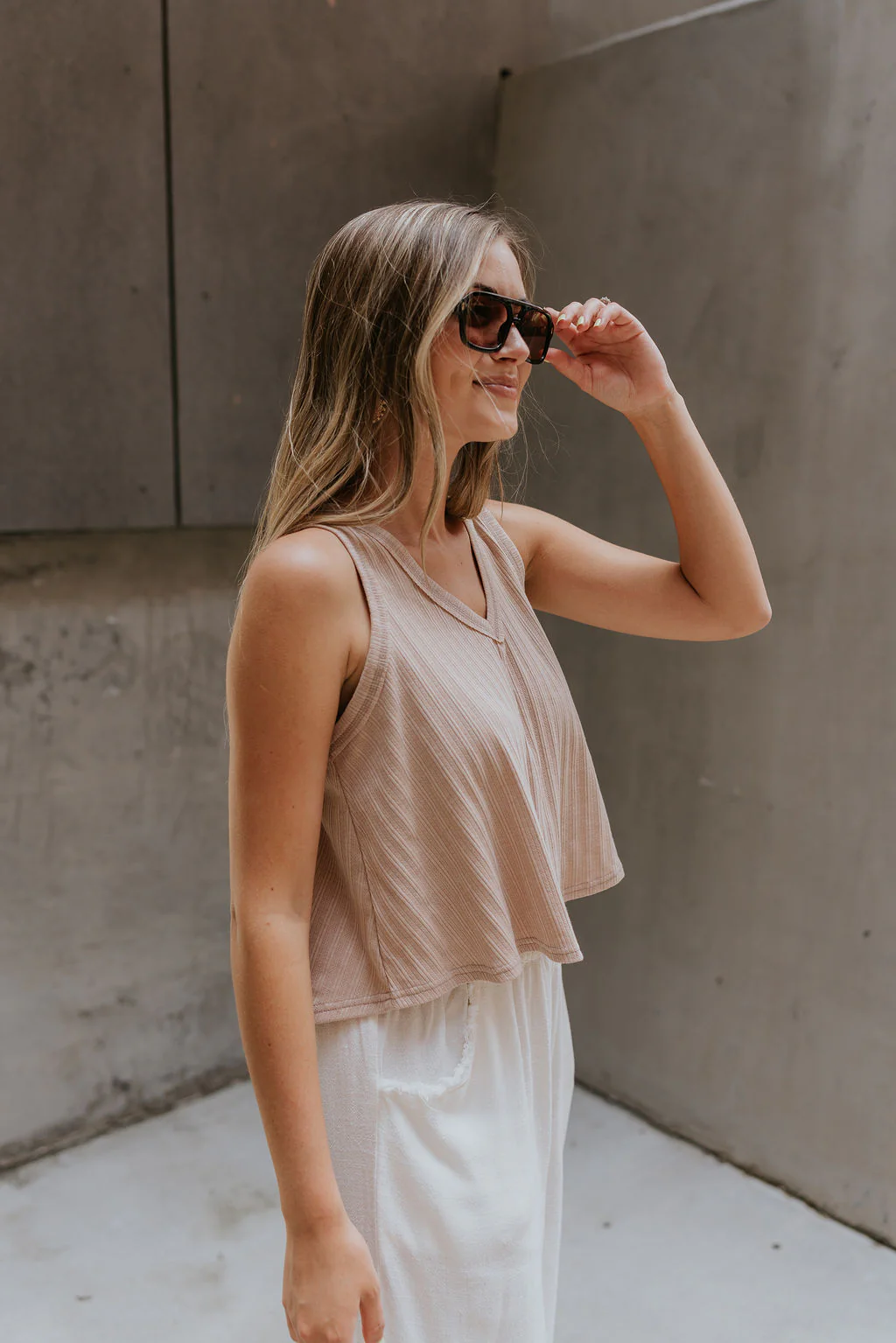 Jordyn Taupe Tank Top - Image 4