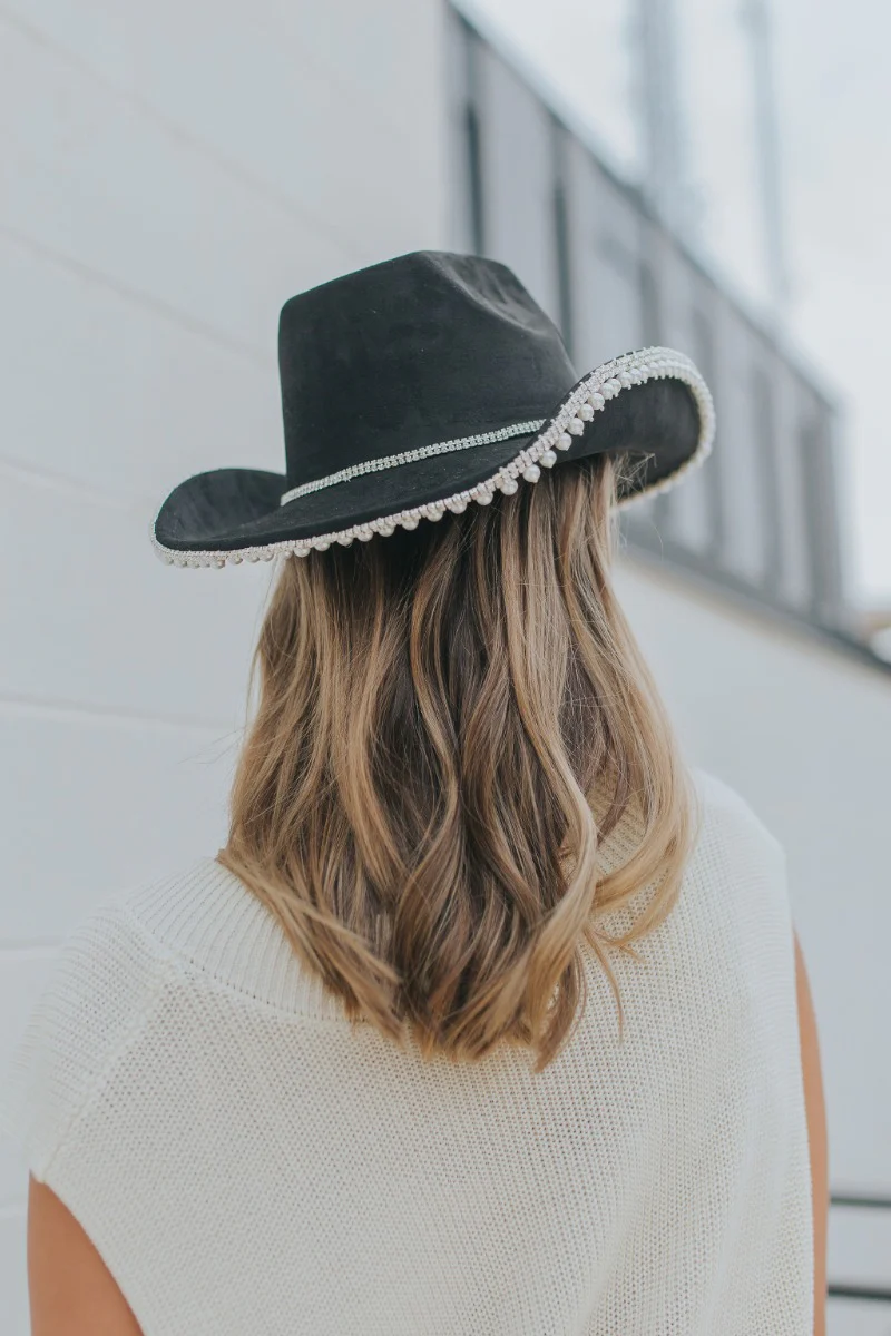 Josephine Black Embellished Cowgirl Hat - Image 3