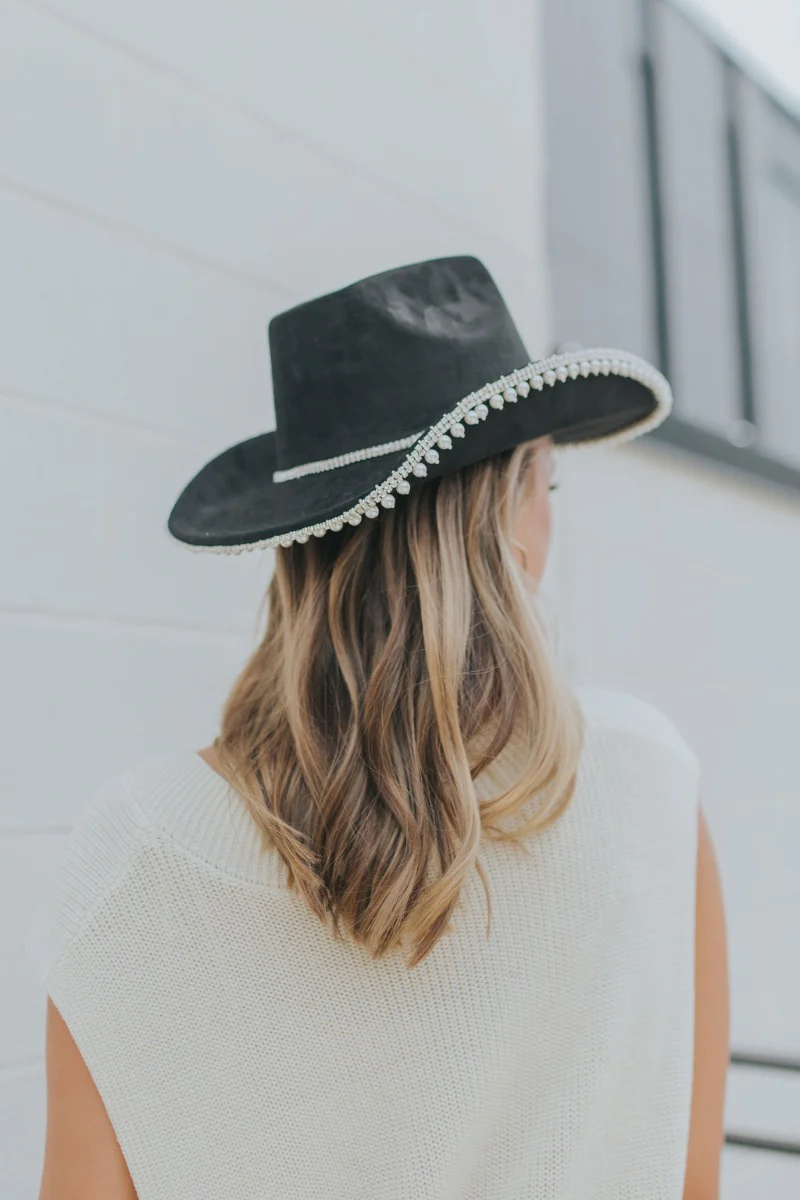 Josephine Black Embellished Cowgirl Hat - Image 4