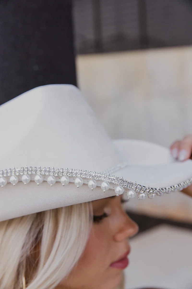 Josephine Ivory Embellished Cowgirl Hat - Image 2