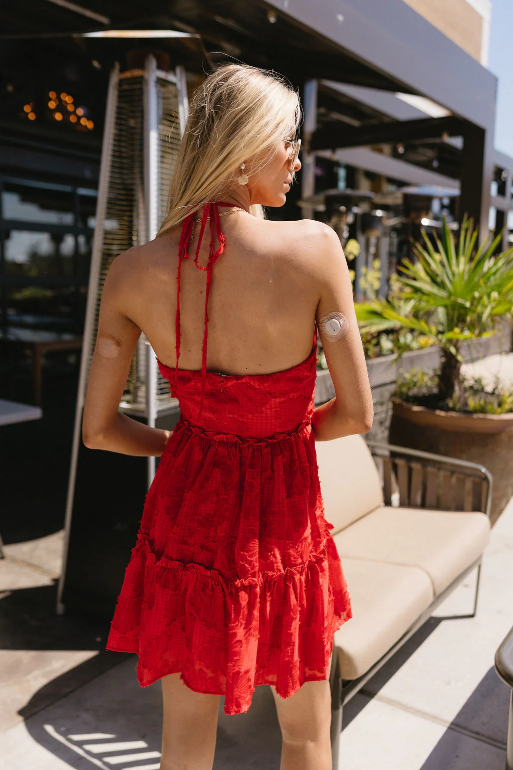 Josephine Red Floral Halter Mini Dress - Image 4